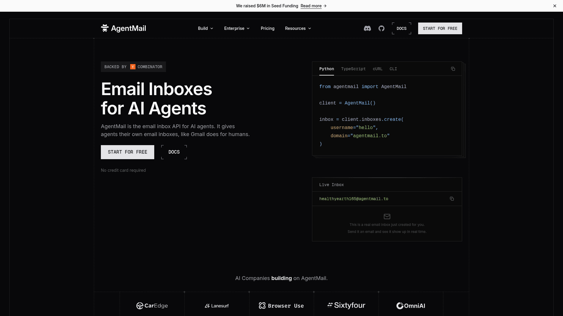 AgentMail screenshot