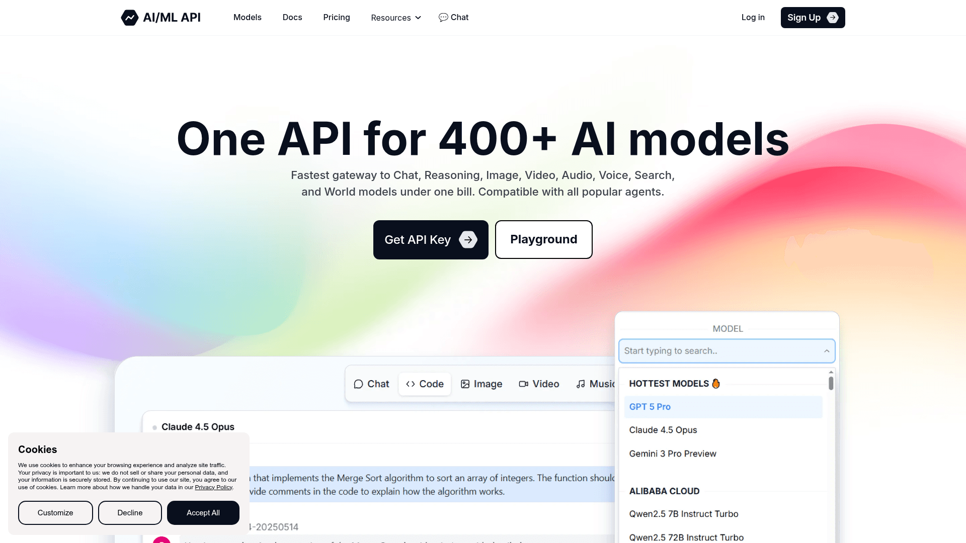 AI/ML API screenshot