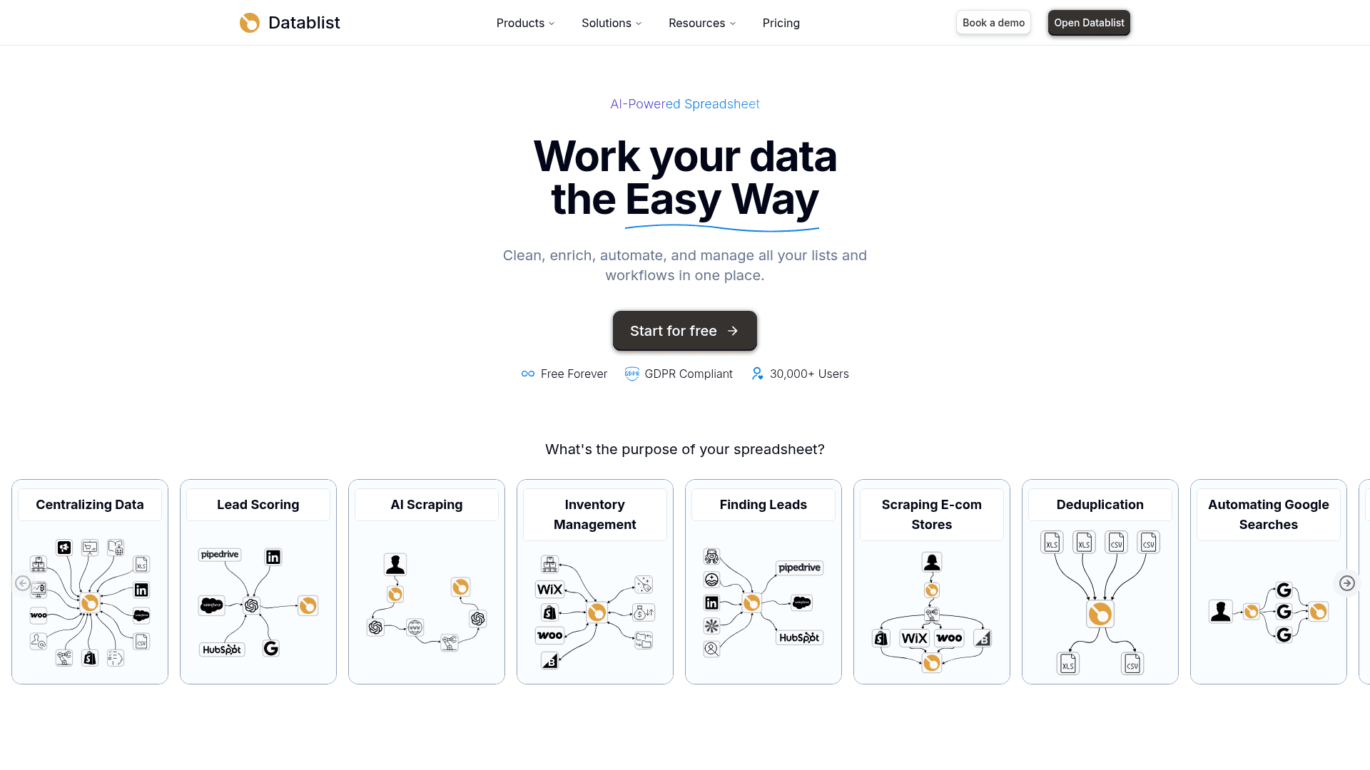 Datablist screenshot
