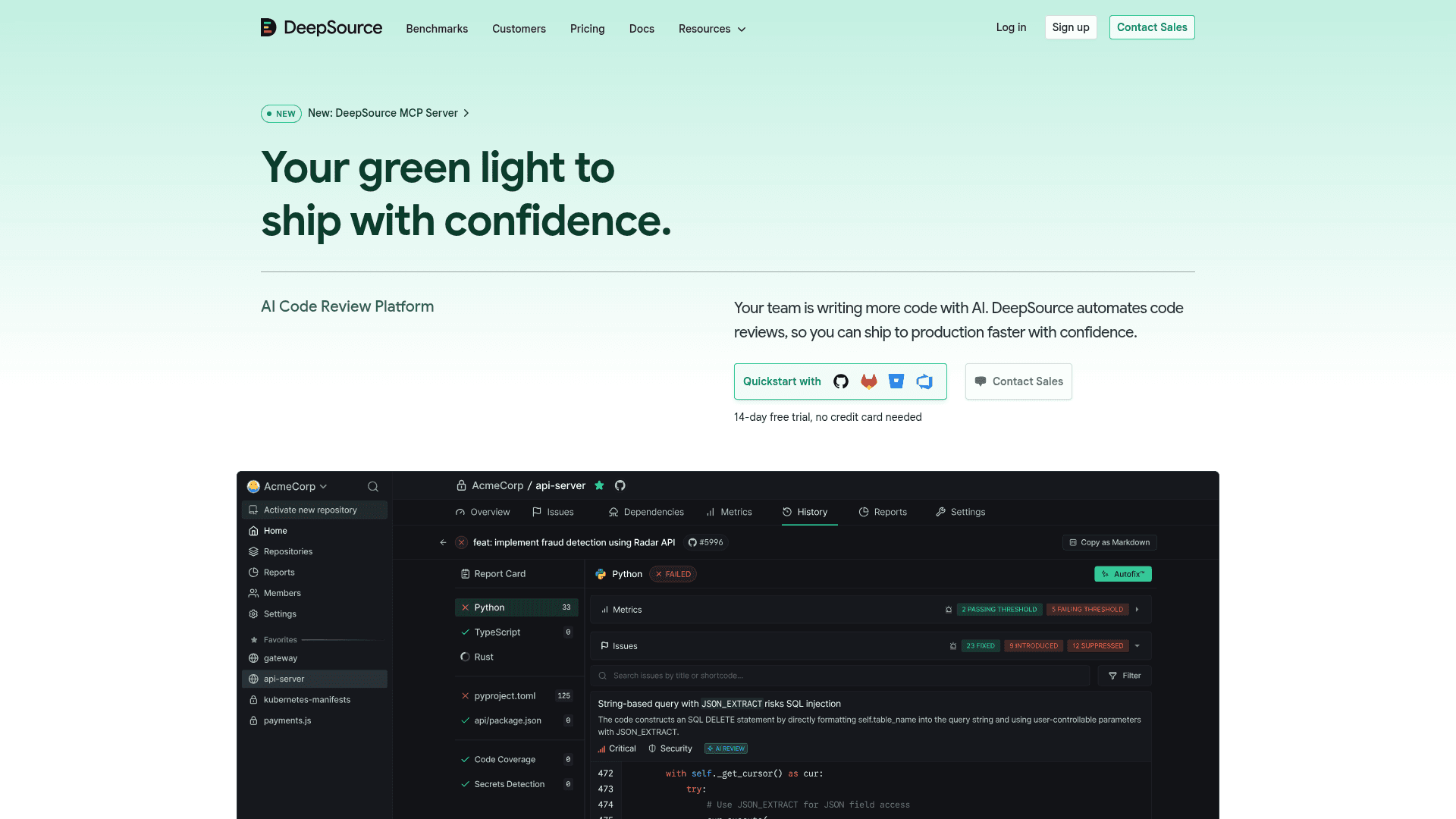 DeepSource screenshot
