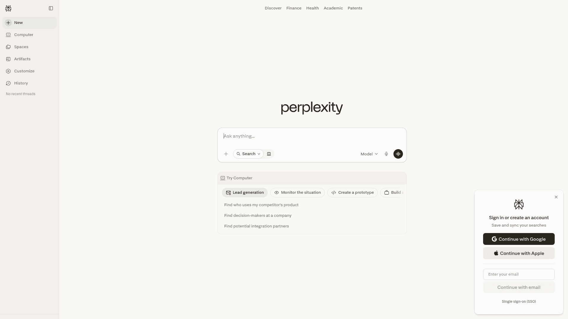 Perplexity Extension screenshot