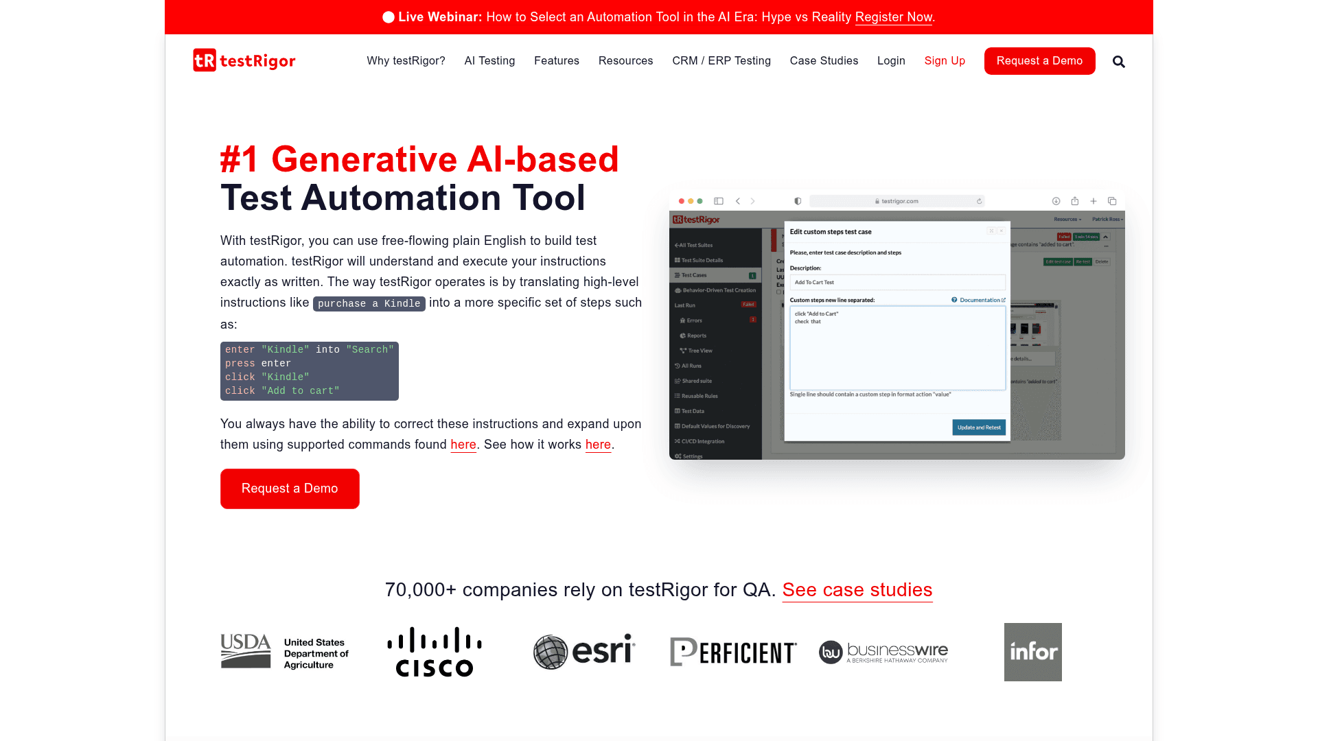 testRigor screenshot