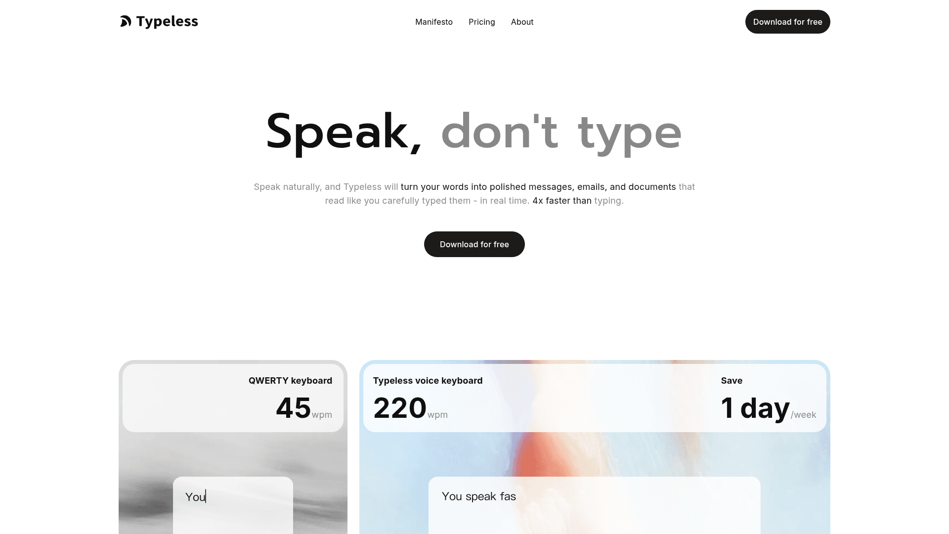 Typeless screenshot